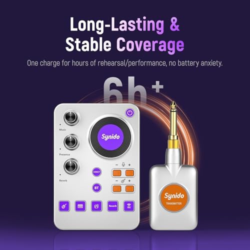 Wireless Guitar Sound Card, 24bit/96kHz Low Latency Audio Interface | Built-in rechargeable battery & lightweight portable design, perfect for recording, live streaming and DJ performance