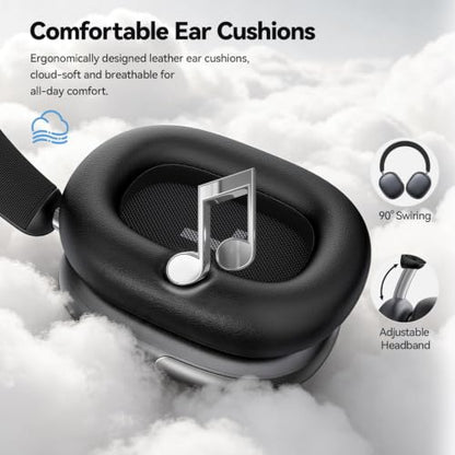 Eduiosma Bluetooth Headphones Wireless Over Ear 80H Playtime with Mic | Noise Reduction, Low Latency, Bluetooth 6.0, Deep Bass, Hi-Fi Stereo Sound, Comfortable, Lightweight for Travel Home Work