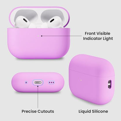 ORNARTO for AirPods Pro 2 Case, Hybrid Silicone, Cherry Blossom | Hybrid Silicone Rubber, Front LED Visible, Wireless Charging, Skin-Friendly Soft Touch, Anti-Scratch, Detachable Lanyard - color: Cherry Blossom
