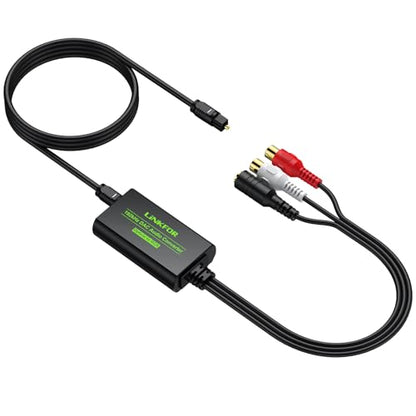 LiNKFOR 192kHz SPDIF Optical to RCA&3.5mm DAC Converter | Includes optical cable, outputs stereo audio, perfectly compatible with HDTV, Blu-ray, DVD and amplifiers - style: SPDIF to RCA+3.5mm Converter