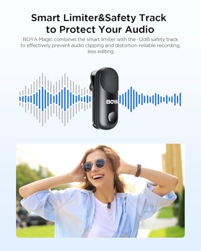 BOYA Magic USB-C Wireless Lavalier Microphone, 30Hrs Battery,328FT Los Range, Safety Track&Limiter, Ai Noise Reduction Type-C Wireless Lapel Mini Mic for Android iPhone 17/16 Audio Video Live YouTube - style: Magic-05(USB Type-C)