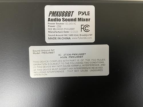 Pyle 8-Channel Console Style Audio Mixer with Bluetooth - DJ Sound Controller, 4 XLR / Combo Inputs, Sub Out, +48V Phantom, USB-A In, 16 DSP Effects, MP3 Player, 7-Band EQ - PMXU88BT