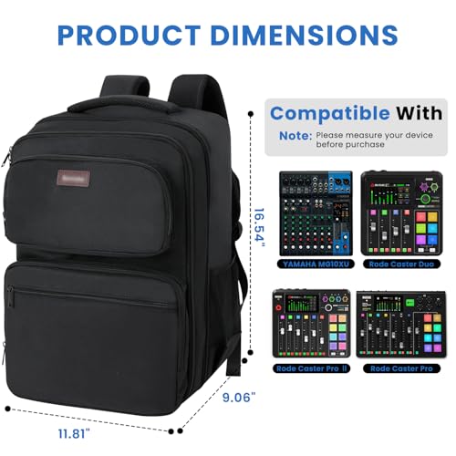 Audio Mixer Travel Case Bag Compatible with RODECaster Pro/Pro II/RC Duo