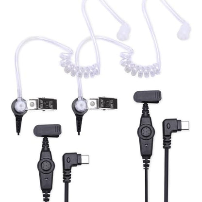 global-ptt 2-Pack Transparent Acoustic Tube Earpiece with Push-to-Talk Mic Compatible PoC Radios G9 G6 G6Plus G8Plus, G500, K300 5288 Plus Walkie Talkies, USB Type C Surveillance Headset (USB-C) - style: USB-C