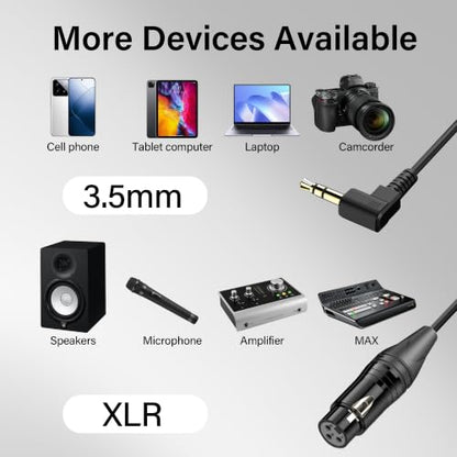 Right Angle 3.5mm to XLR Aux Cable Coiled 1/8 Inch Jack Stereo to XLR Female Cord Adapter 90 Degree Angle 3.5mm to XLR 90 Microphone Cable for Laptop.Microphone.Amplifier.0.98Ft - style: 3.5mm to XLR Female Jack Cable