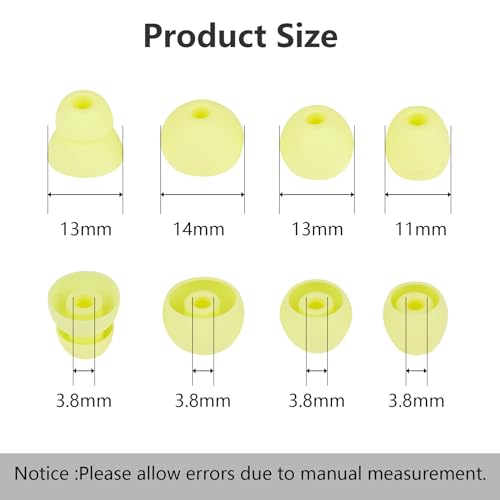 Replacement Earbud Tips Silicone Eartips Compatible with Powerbeats Pro Beats Wireless Earphone Headphones Ear Tips Earbud Replacement Tips, 4 Pairs Yellow - color: Yellow