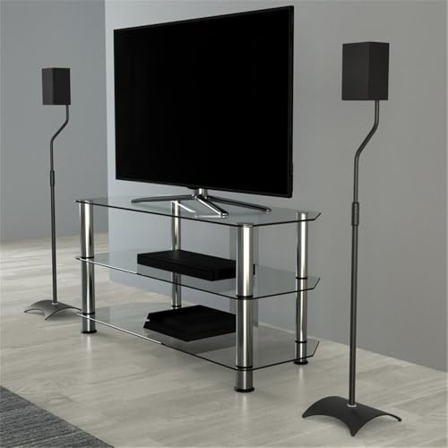 AVF Speaker Floor Stands for Speakers up to 11 lbs, Adjustable Height 31.75-42.2 Inch, Steel Speaker Stand Pair with Weighted Base, Black, EAK80B-A - style: Black w Metal Base