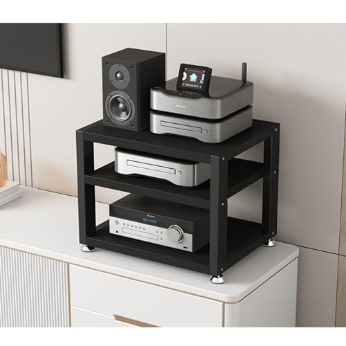 Multi-Functional Stereo Shelf Home Office Desktop Amplifier Cabinet Audio Rack AV Media Player Stand with Wooden Storage Shelves and Steel Frame(A-3 Tier-40x35x35.5cm) - color: A, size: 3 Tier