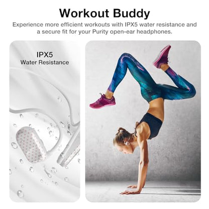 Purity Air Open Ear Headphones - True Air Conduction Wireless Bluetooth Open Ear Earbuds with Dual Mic for iPhone/Android - Secured Long Wearing Comfort, Sports Sweat Resistant (Chalky Dots) - color: Chalky Dots