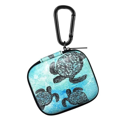 WIRESTER Portable Wireless Headphone Case, Earphone Storage Bag Carrying Case, Earbud Holder with Carabiner Compatible with Raycon Fitness Bluetooth True Wireless Earbuds - Ocean Sea Turtles - color: Ocean Sea Turtles