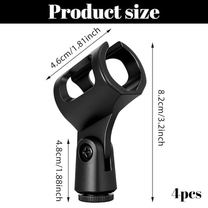 4Pcs Microphone Clip Mic Holder Adjustable Angle Flexible Rubber Handheld Wireless Mic Holders Clamp for Handheld Microphones(Inner Diameter Range 30-50mm)