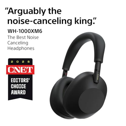 Sony WH-1000XM6 The Best Noise Cancelling Wireless Headphones, Black | HD NC Processor QN3, 12 Microphones, Adaptive NC Optimizer, Mastered by Engineers, Studio-Quality, Up to 30 Hrs of Battery - color: BLACK