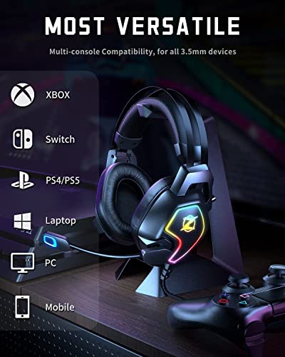 Ozeino Gaming Headset for Xbox One Series X/S Ps5, Ps4, PC Switch, Noise Canceling Headphones with Microphone, 3.5mm Audio Jack, Auto-Adjust Headband (Pack of 2)