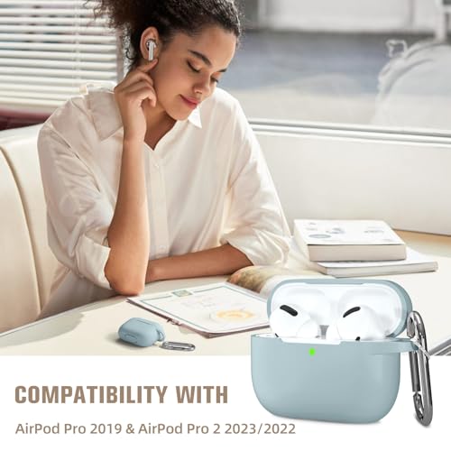 Hamile Compatible with AirPods Pro Case Protective Silicone Airpod Case Shockproof Cover Skin for Apple Airpod Pro 2019 Charging Case, with Keychain, Aqua - color: Aqua