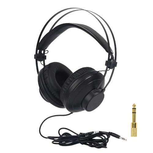 Headband Adjustable Studio Wired Monitor Headphones Over Ear Stereo Music Earphones Foldable DJ Ratable Headsets for Piano/Drum/Computer/Electronic Keyboard etc Music Electronic Equipment