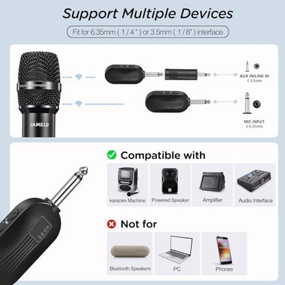 Wireless Microphones, 2.4 GHz Metal Rechargeable Wireless Mics with Dual Professional UHF Handheld Karaoke Microphone System with Receiver, Dynamic Mic for Church, Singing, Speech, Wedding, Party - color: Rechargeable