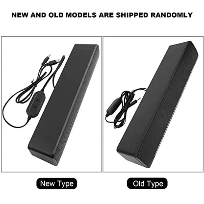 Computer Sound Bar, White PC Speakers White Soundbar Stereo USB Powered Mini Soundbar Speakers USB Wired Soundbar (Black) - color: Black