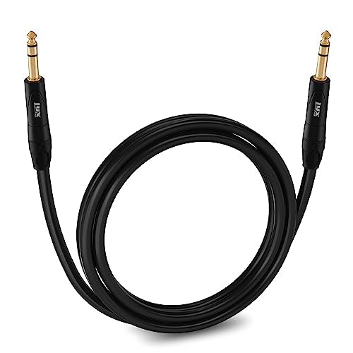 LyxPro ¼” TRS to ¼” TRS Balanced Cable 6 feet male to male, Crystal Clear, Noiseless, Heavy Duty and Flexible Black - size: 6 Feet