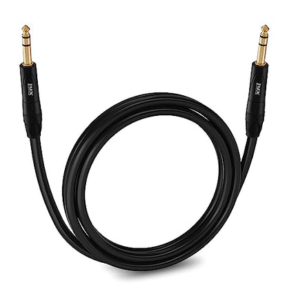 LyxPro ¼” TRS to ¼” TRS Balanced Cable 6 feet male to male, Crystal Clear, Noiseless, Heavy Duty and Flexible Black - size: 6 Feet