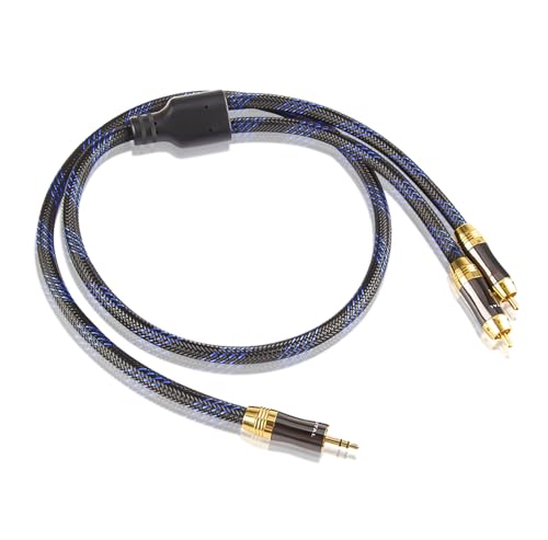 HiFi Dual Shielded (OD 8.0mm) 3.5mm AUX to 2 RCA Audio Adapter Cable (6.6FT) - size: 6.6FT