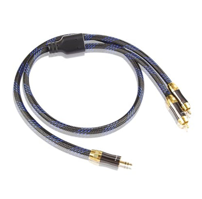 HiFi Dual Shielded (OD 8.0mm) 3.5mm AUX to 2 RCA Audio Adapter Cable (6.6FT) - size: 6.6FT