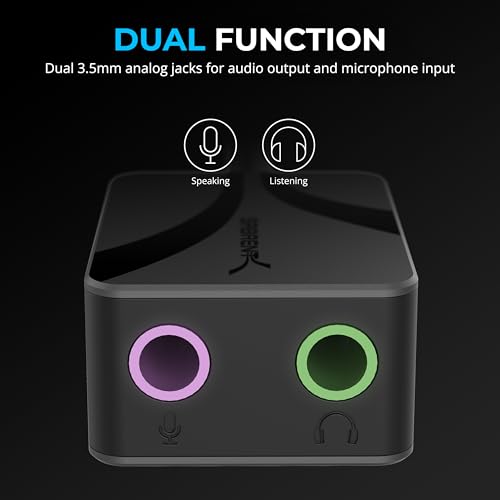 SABRENT USB to 3.5mm Audio Adapter, USB Sound Card, 24-Bit (AU-UCMA) | USB sound card; headphone & mic jack; 24-bit/96kHz; deep sound quality - style: USB-C
