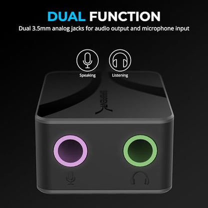 SABRENT USB to 3.5mm Audio Adapter, USB Sound Card, 24-Bit (AU-UCMA) | USB sound card; headphone & mic jack; 24-bit/96kHz; deep sound quality - style: USB-C