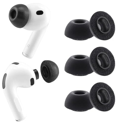Memory Foam Replacement Earbud Tips for AirPods Pro 3, Premium Low-Rebound Foam Eartips for AirPods Pro 3rd Generation 2025, Anti-Slip, Better Noise Canceling, 3 Pairs (Black, Medium) - size: Medium