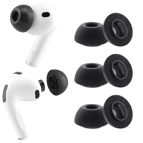 Memory Foam Replacement Earbud Tips for AirPods Pro 3, Premium Low-Rebound Foam Eartips for AirPods Pro 3rd Generation 2025, Anti-Slip, Better Noise Canceling, 3 Pairs (Black, Medium) - size: Medium
