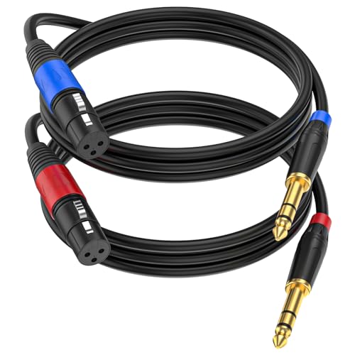 (2Pack / 3.3 FT) Female XLR to 1/4 Inch (6.35mm) TRS Mono Jack Microphone Cable, Balanced 3 Pin XLR to Quarter inch TRS Plug Mic Cord for Dynamic Microphone - size: 3.3 FT, 2Pack, style: XLR Female to 6.35mm
