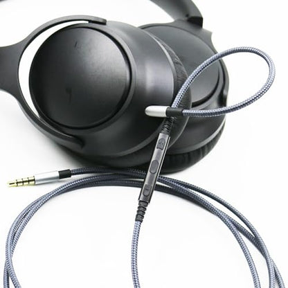 Replacement Audio Cable Compatible with Sennheiser Momentum 4, PXC550, PXC550-II, PXC480, ACCENTUM Plus Headphone, Remote Volume Control Mic Compatible with iPhone