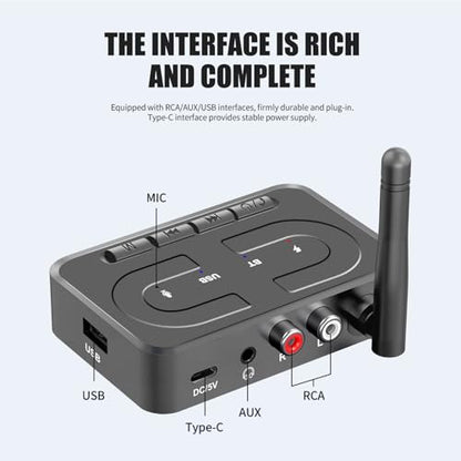 T89 Bluetooth Receiver for Home Stereo, RCA & 3.5mm AUX Out Put, USB Wireless Audio Adapter for Stereo Receiver&Amplifier, Low Latency HiFi Music Streaming