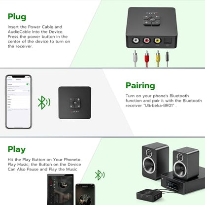 Bluetooth Receiver, V5.3 for Home Stereo with 3.5mm, Bluetooth Adapter for Stereo Receiver, Amplifier, Speaker, HiFi - color: Deep Black