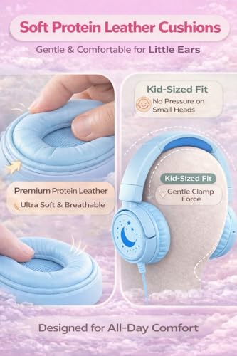 K6 Kids Headphones for Toddler Boys Girls Ages 2-12,On-Ear for School - color: Cyan