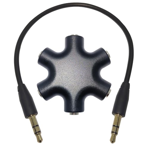 5-Jack Audio Headphone Splitter 5 Way for 3.5mm Devices Multi Earphone Splitter Adaptor 5 Ports Female Connector Adapter (1 Pack) - size: 1 pack