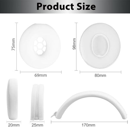 Adhiper Solo3 Ear Pads & Ear Covers & Headband Cover for Beats Solo 3 & Solo 2 Wireless Headphones, Protein Leather Solo3 Earpad Replacement Accessories Silicone Sweat Covers - White - color: White