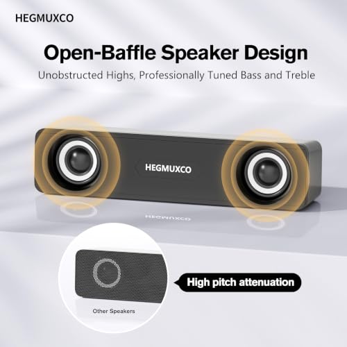 10W Wired Stereo Speaker Compact PC Speakers for Desktop -, USB Powered, 3.5mm Audio Input, Laptop Expertly Tuned Computer Soundbar