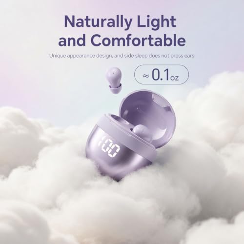 Yihou Invisible Small Mini Sleep Earbuds Purple Headphones Wireless Bluetooth Comfortable Tiny Sleeping Smallest Low Profile Micro Discreet Hidden Kids Earbuds Ear Buds for Small Ear Canals Women Work - color: Purple