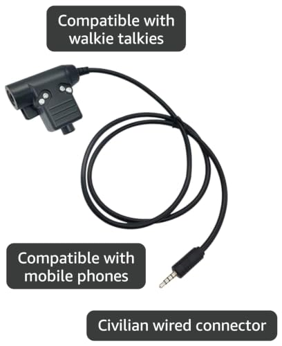 Tactical U94 PTT System Push-to-Talk Button Compatible with Walkie Talkie 2 Way Radio for 3.5mm Mobile Phone (Civilian Wired)