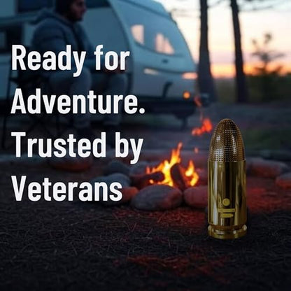 Bullet Bluetooth Speaker | Portable Wireless Speaker, TWS Pairing, 70ft Range | IPX5 Waterproof, Rugged Outdoor Design, USB-C Fast Charging, 8–10Hr Battery Life (Brass) - color: Brass