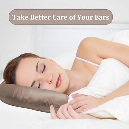 Cooling Ear Piercing Pillow with Hole for Cartilage Piercings, CNH Support - color: Light Brown Silk