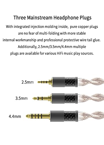 KBEAR Earphone Cable, 4 Cores 4N Single Crystal Copper Silver-Plated Woven Litz Structure in Ear Monitor Cable, Improve Comfortable and Smooth Wearing Replacement Cable(MMCX, 2.5mm)