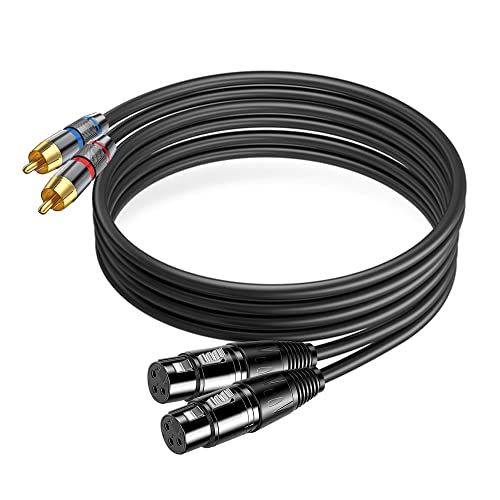 Tiierzon XLR to RCA Cable - 10Ft, Heavy Duty Dual XLR Female to Dual RCA HiFi Stereo Audio Connection Microphone Interconnect - size: 10Ft