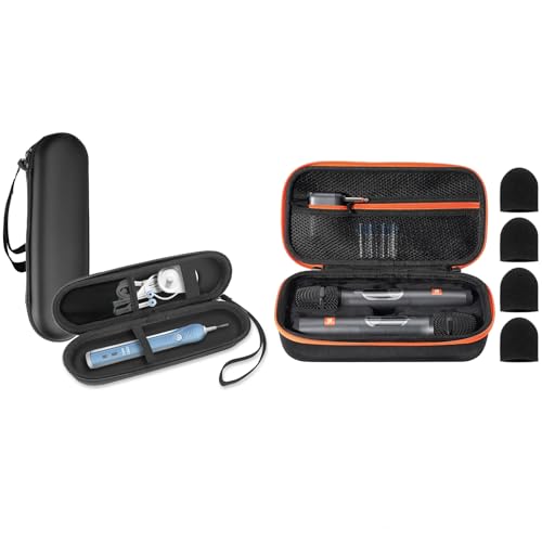 ProCase Travel Case for Oral-B/Oral-B Pro Smartseries/IO Serie Sonicare Protective Clean Electric Toothbrush Bundle with Microphone Case for JBL Speaker Wireless Two Microphone System