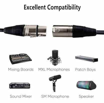 5 Pin XLR Connector, XLR Microphone Cable, Balanced Male to Female Connections for Microphone and Audio Interface (3 Meter/10Ft)
