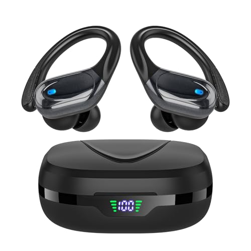 Wireless Earbuds Bluetooth Headphones 80hrs Playback Ear Buds Power Display with Noise Canceling Mic Headsets for Sports/Workout/Running Black
