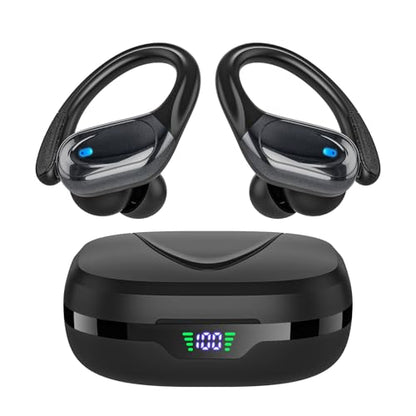 Wireless Earbuds Bluetooth Headphones 80hrs Playback Ear Buds Power Display with Noise Canceling Mic Headsets for Sports/Workout/Running Black