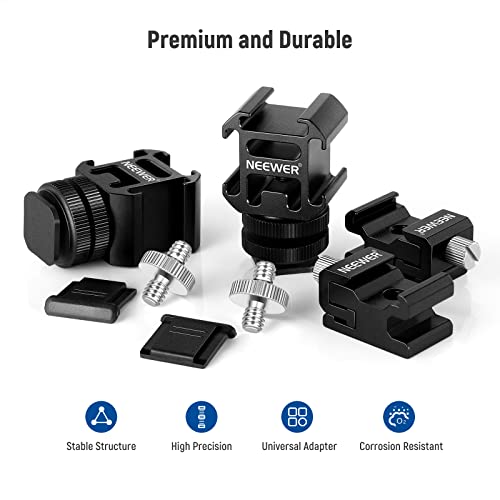 NEEWER 8 PCs Hot Shoe Mount Adapter Kit, Including Triple Cold Shoe Mounts, 1/4” Screw, Flash Stand Bracket, and Hotshoe Cover for DSLR Camera, LED Light, Microphone, Lighting Stands, Monitor - style: ST47(8-Pack)