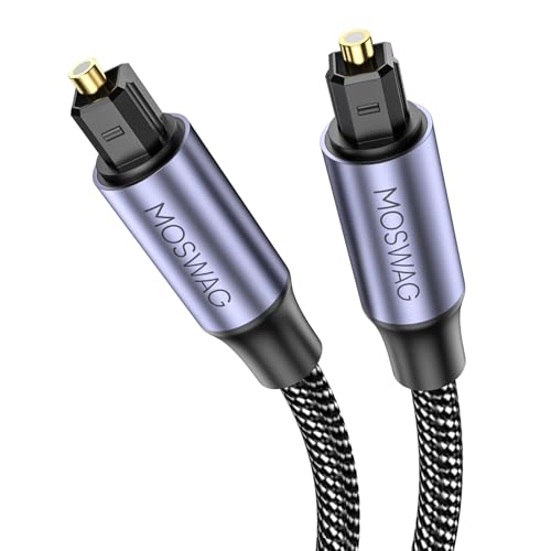 MOSWAG Digital Toslink Cable 3M/10FT, Digital Optical Cord Gold-Plated, Optical Male to Male Toslink, Braided Digital Audio Cable Compatible with Soundbar, TV, Game Consoles, CD, DVD, Home Theater - size: 10FT/3Meter