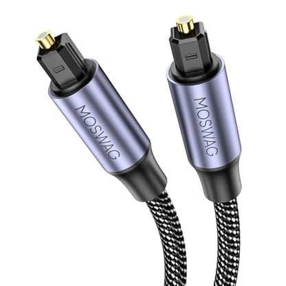 MOSWAG Digital Toslink Cable 3M/10FT, Digital Optical Cord Gold-Plated, Optical Male to Male Toslink, Braided Digital Audio Cable Compatible with Soundbar, TV, Game Consoles, CD, DVD, Home Theater - size: 10FT/3Meter